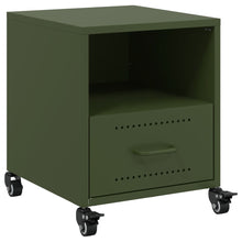 Nachtkastje 36x39x43,5 cm staal olijfgroen