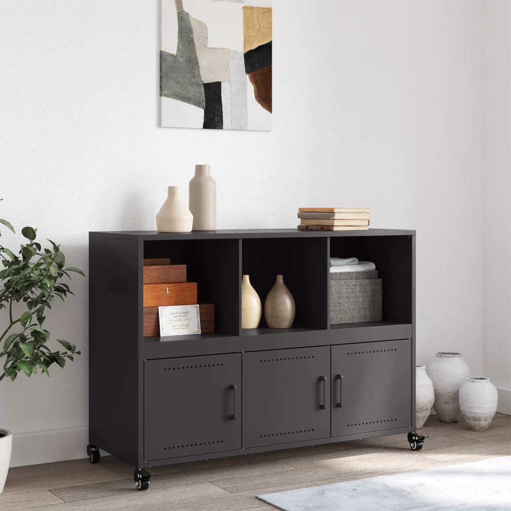 Dressoir 100,5x39x72 cm staal zwart