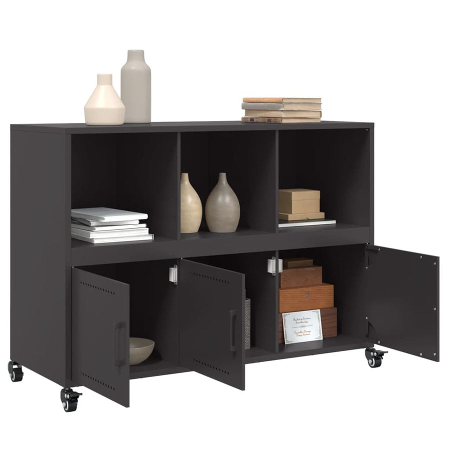 Dressoir 100,5x39x72 cm staal zwart
