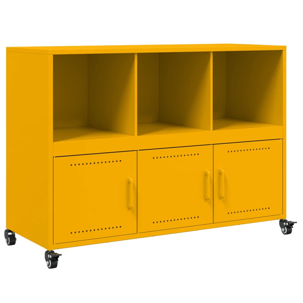 Dressoir 100,5x39x72 cm staal mosterdgeel