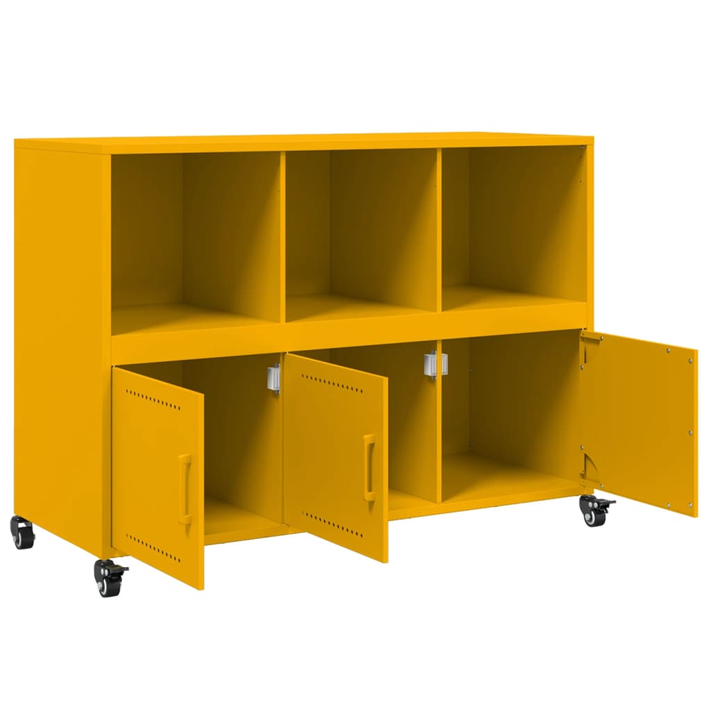 Dressoir 100,5x39x72 cm staal mosterdgeel