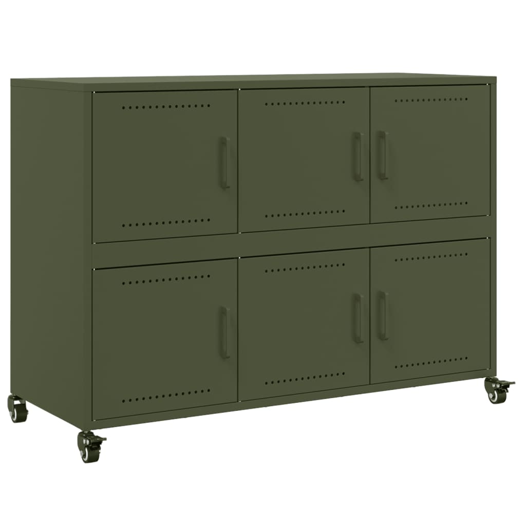 Dressoir 100,5X39X72 Cm Staal Olijf Groen