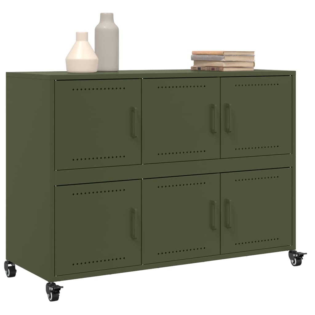 Dressoir 100,5X39X72 Cm Staal Olijf Groen