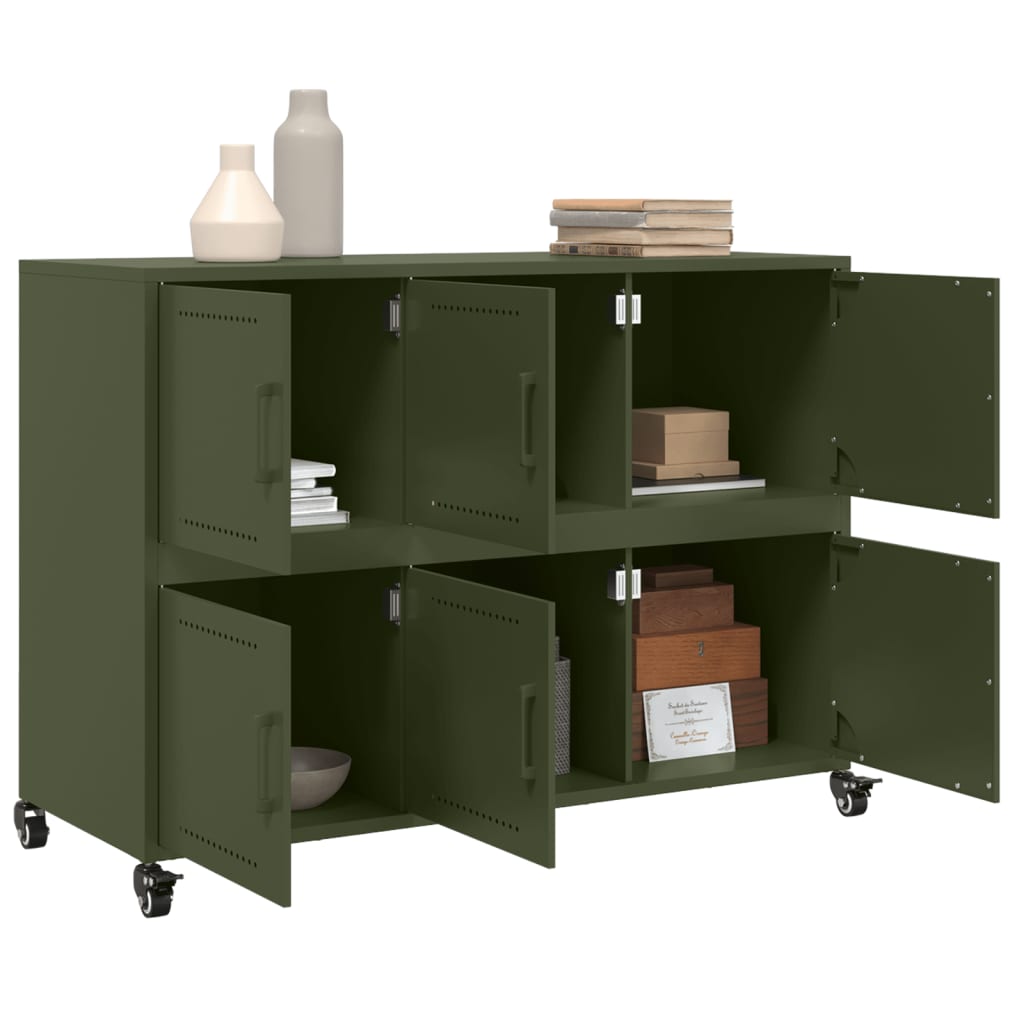 Dressoir 100,5X39X72 Cm Staal Olijf Groen