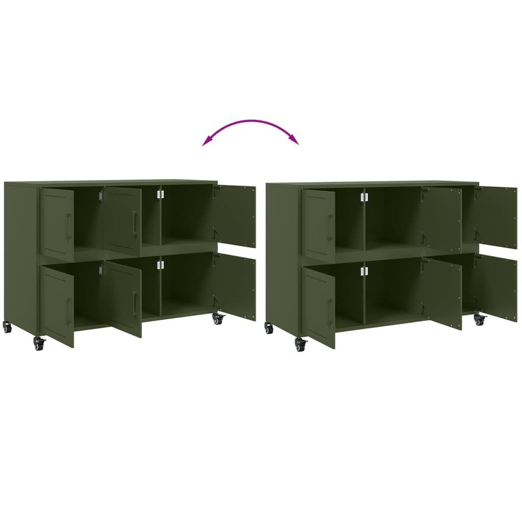 Dressoir 100,5X39X72 Cm Staal Olijf Groen