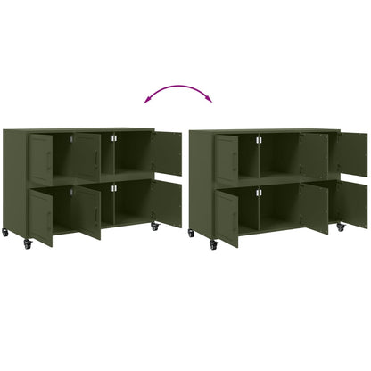 Dressoir 100,5X39X72 Cm Staal Olijf Groen