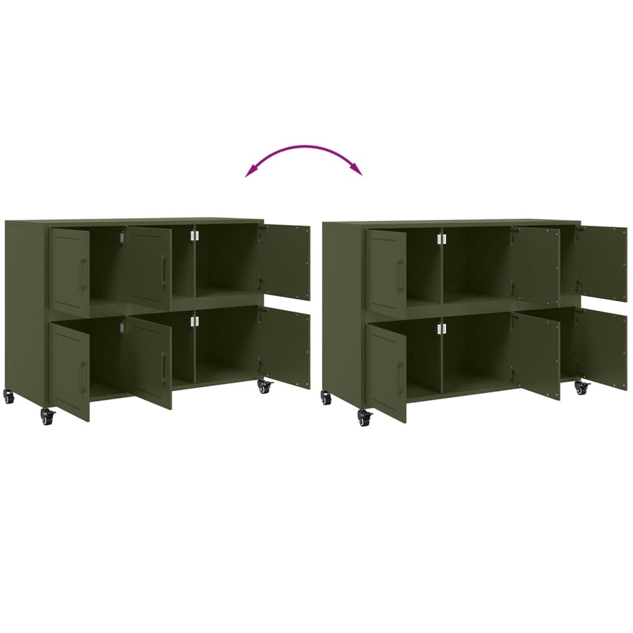 Dressoir 100,5X39X72 Cm Staal Olijf Groen