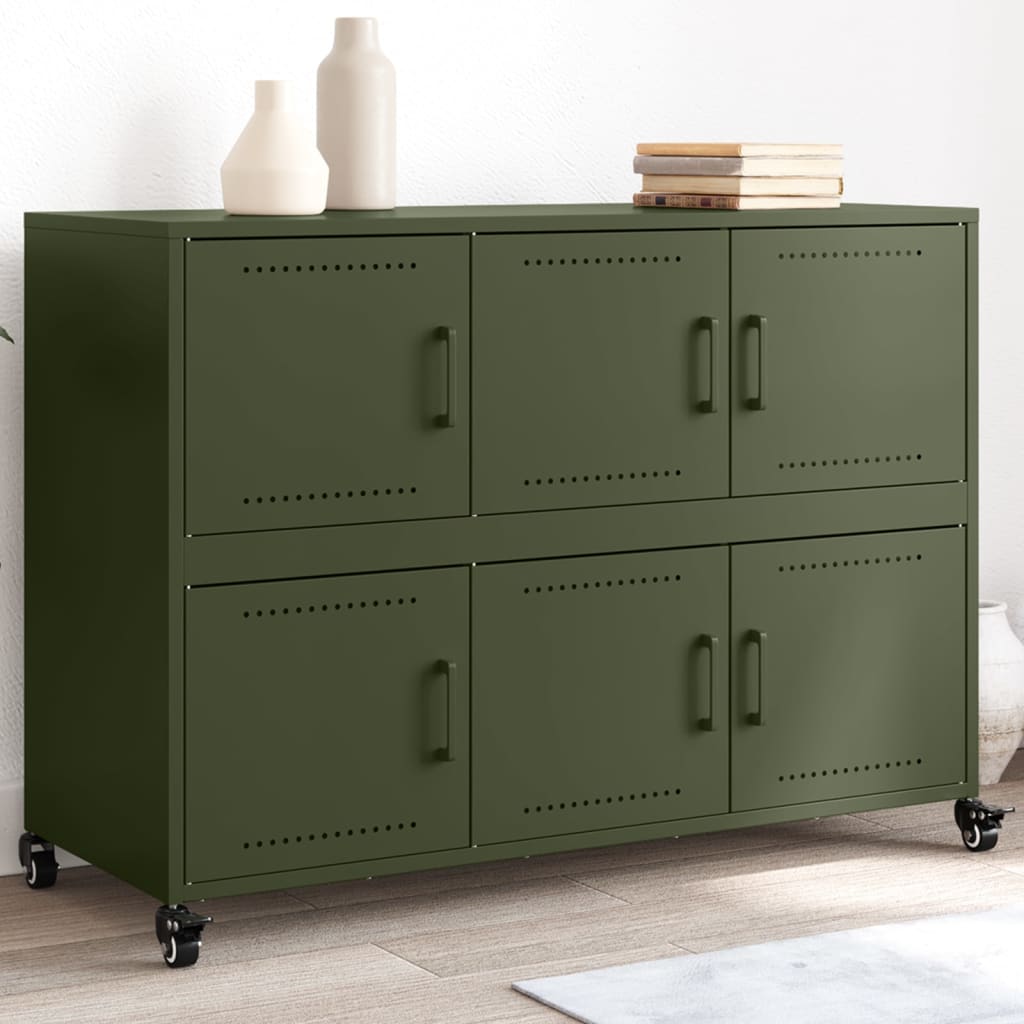 Dressoir 100,5X39X72 Cm Staal Olijf Groen