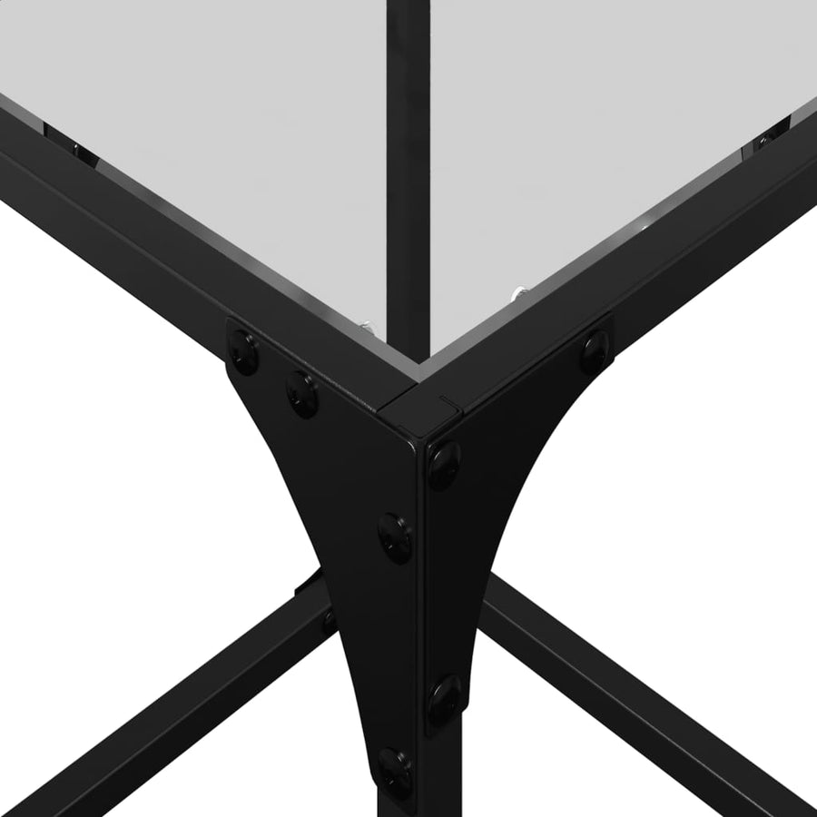 Salontafel met transparant glazen blad 30x30x40 cm staal