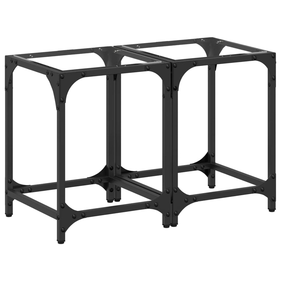 Salontafels 2 st met transparant glazen blad 30x30x40 cm staal