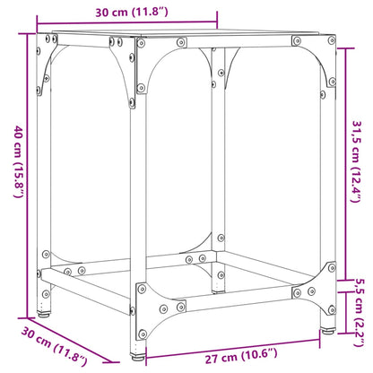 Salontafels 2 st met transparant glazen blad 30x30x40 cm staal