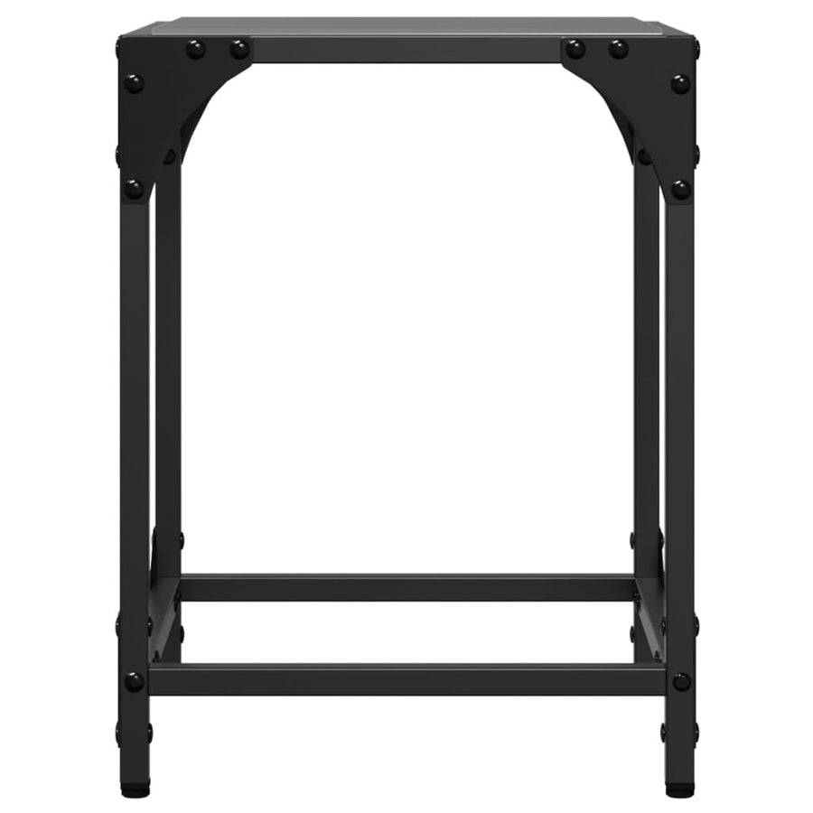 Salontafels 2 st met zwart glazen blad 30x30x40 cm staal