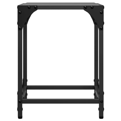 Salontafels 2 st met zwart glazen blad 30x30x40 cm staal