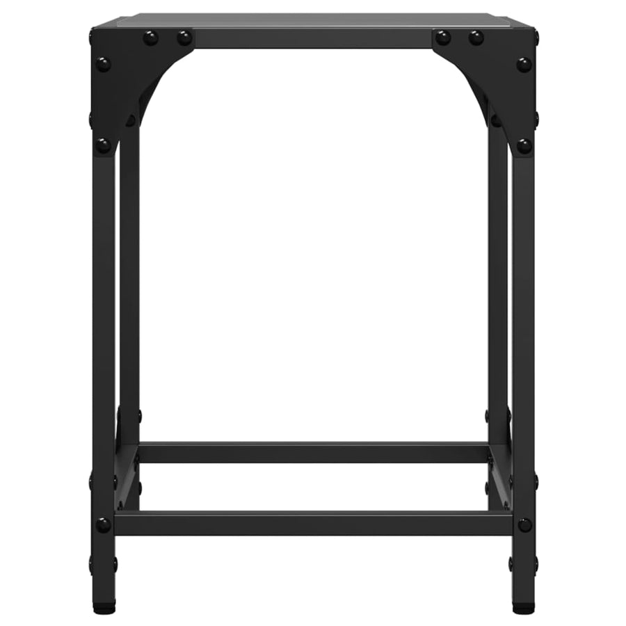 Salontafels 2 st met zwart glazen blad 30x30x40 cm staal