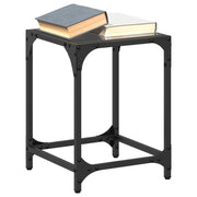 Salontafel set 2 stuks zwart glas 30x30x40 cm staal