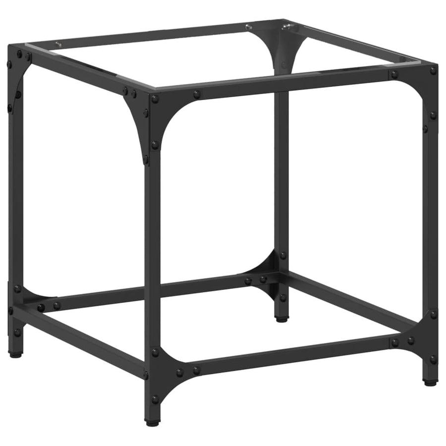 Salontafel met transparant glazen blad 40x40x40 cm staal