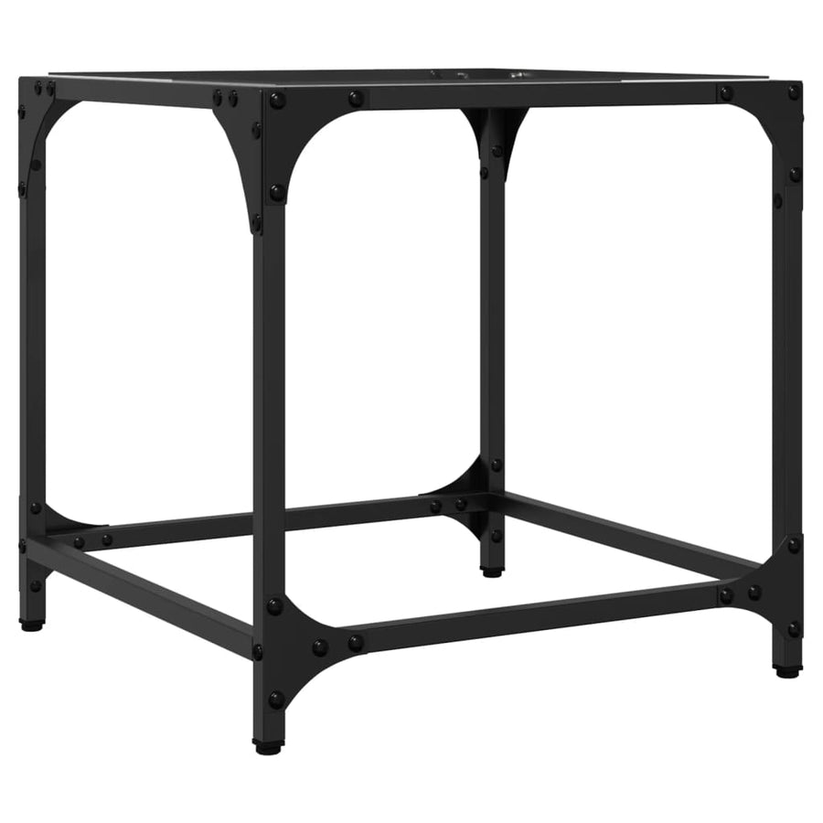 Salontafel met transparant glazen blad 40x40x40 cm staal
