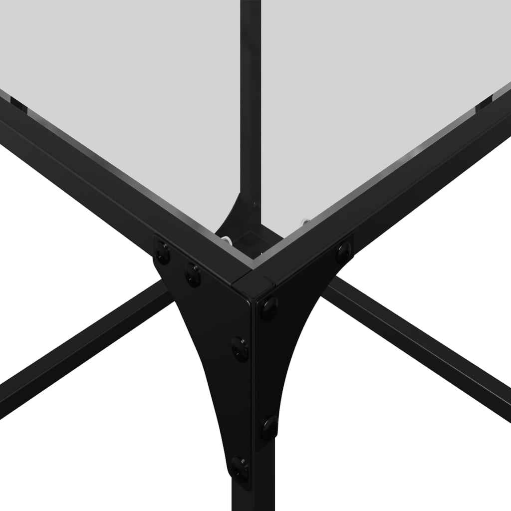 Salontafel met transparant glazen blad 40x40x40 cm staal