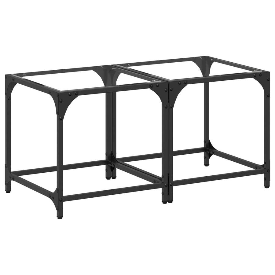 Salontafels 2 st met transparant glazen blad 40x40x40 cm staal