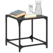 Salontafel set 2 st zwart glas 40x40x40 cm staal