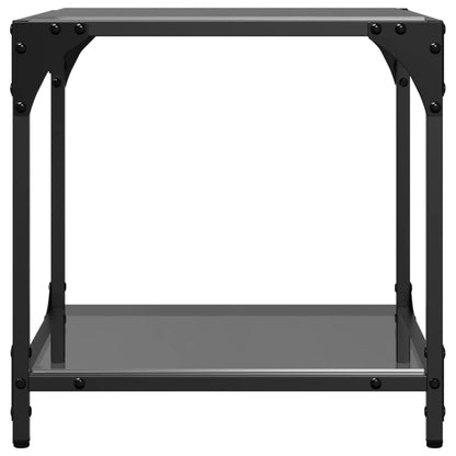 Salontafel met zwart glazen blad 40x40x40 cm staal