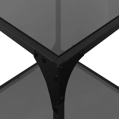 Salontafel met zwart glazen blad 40x40x40 cm staal