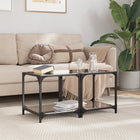 Salontafel set 2 st zwart glas 40x40x40 cm staal