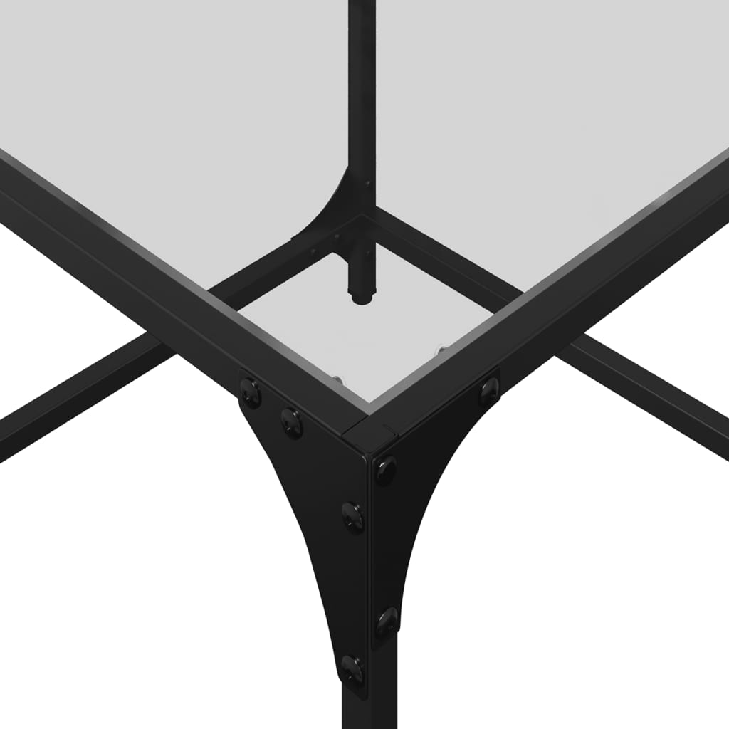 Salontafel met transparant glazen blad 50x50x40 cm staal