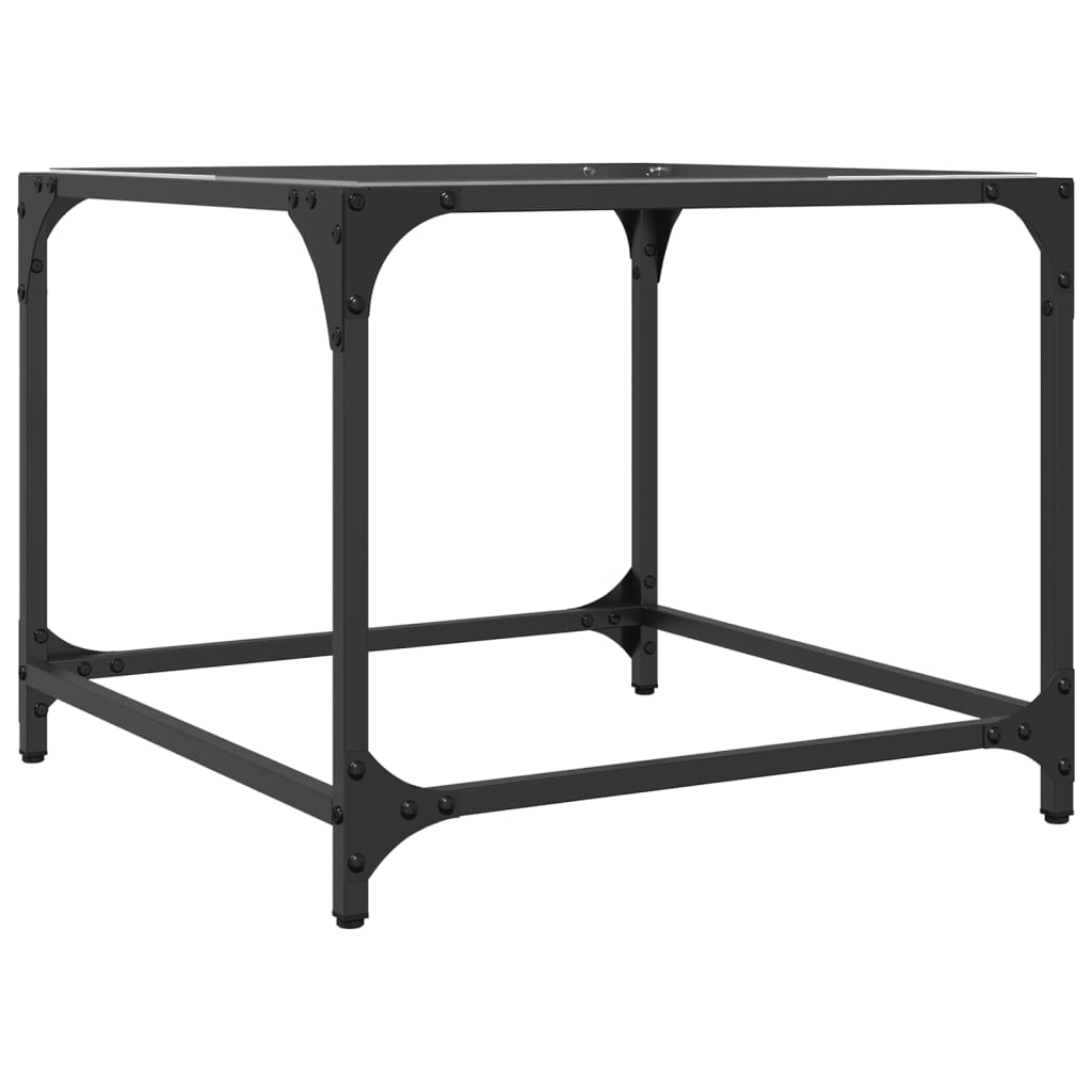 Salontafels 2 st met transparant glazen blad 50x50x40 cm staal