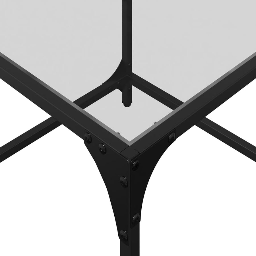 Salontafels 2 st met transparant glazen blad 50x50x40 cm staal
