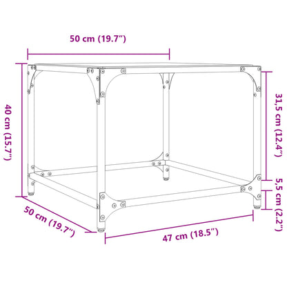 Salontafels 2 st met transparant glazen blad 50x50x40 cm staal