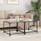 Coffee tables, 2 pcs, with transparent glass top 50x50x40 cm steel