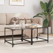 Salontafel set 2 stuks 50x50x40 cm glas staal