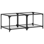 Salontafels 2 st 50x50x40 cm glas staal