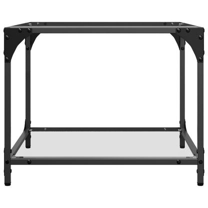 Salontafels 2 st met transparant glazen blad 50x50x40 cm staal