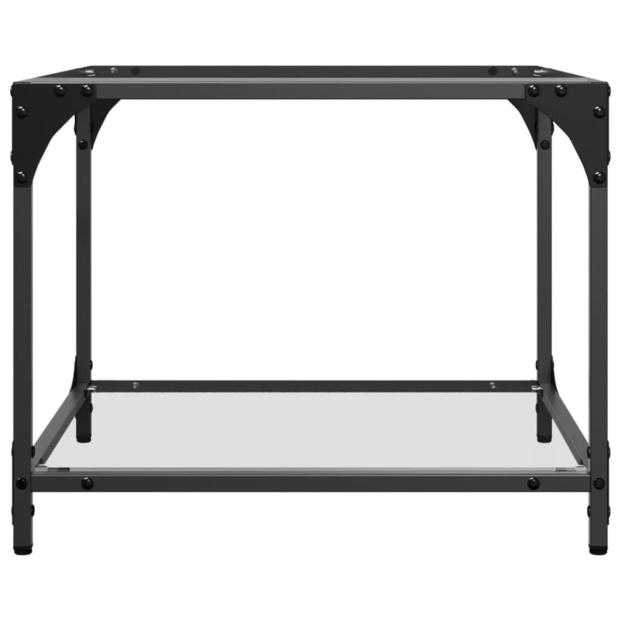Salontafels 2 st met transparant glazen blad 50x50x40 cm staal