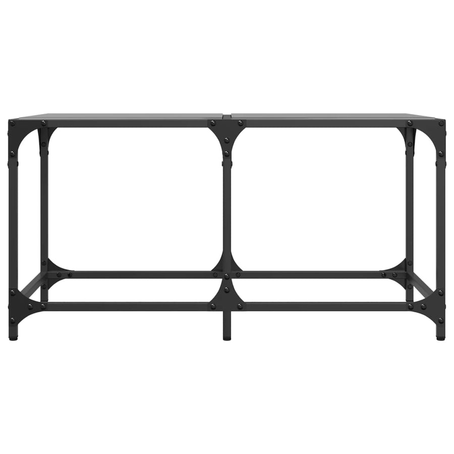 Salontafel met zwart glazen blad 78,5x40x40 cm staal