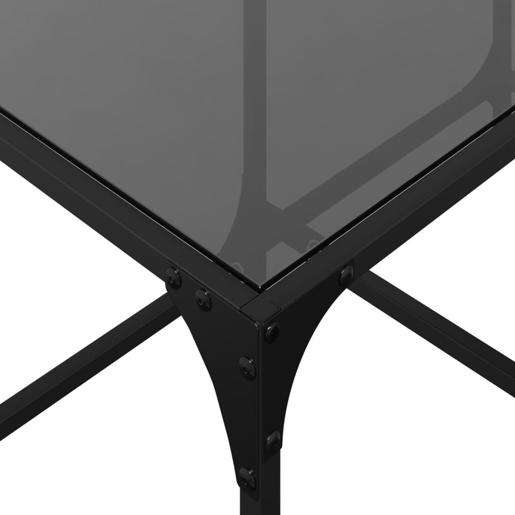 Salontafel met zwart glazen blad 78,5x40x40 cm staal