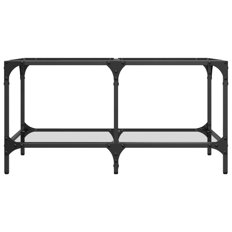 Salontafel met transparant glazen blad 78,5x40x40 cm staal