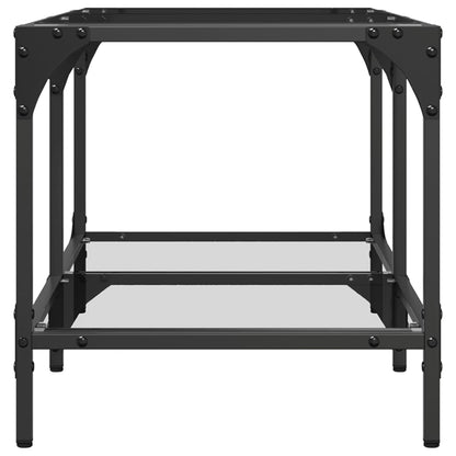 Salontafel met transparant glazen blad 78,5x40x40 cm staal