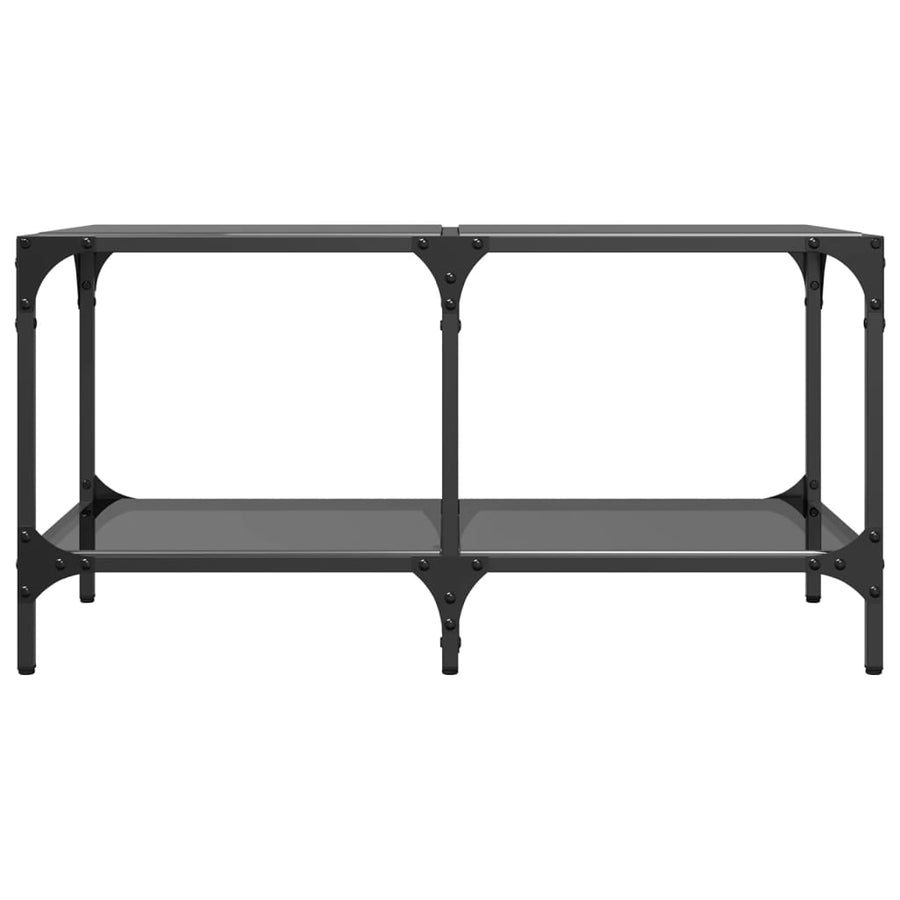 Salontafel met zwart glazen blad 78,5x40x40 cm staal