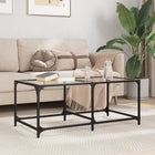 Coffee table with clear glass top 98.5x50x40 cm steel