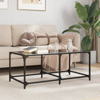 Coffee table with black glass top 98.5x50x40 cm steel