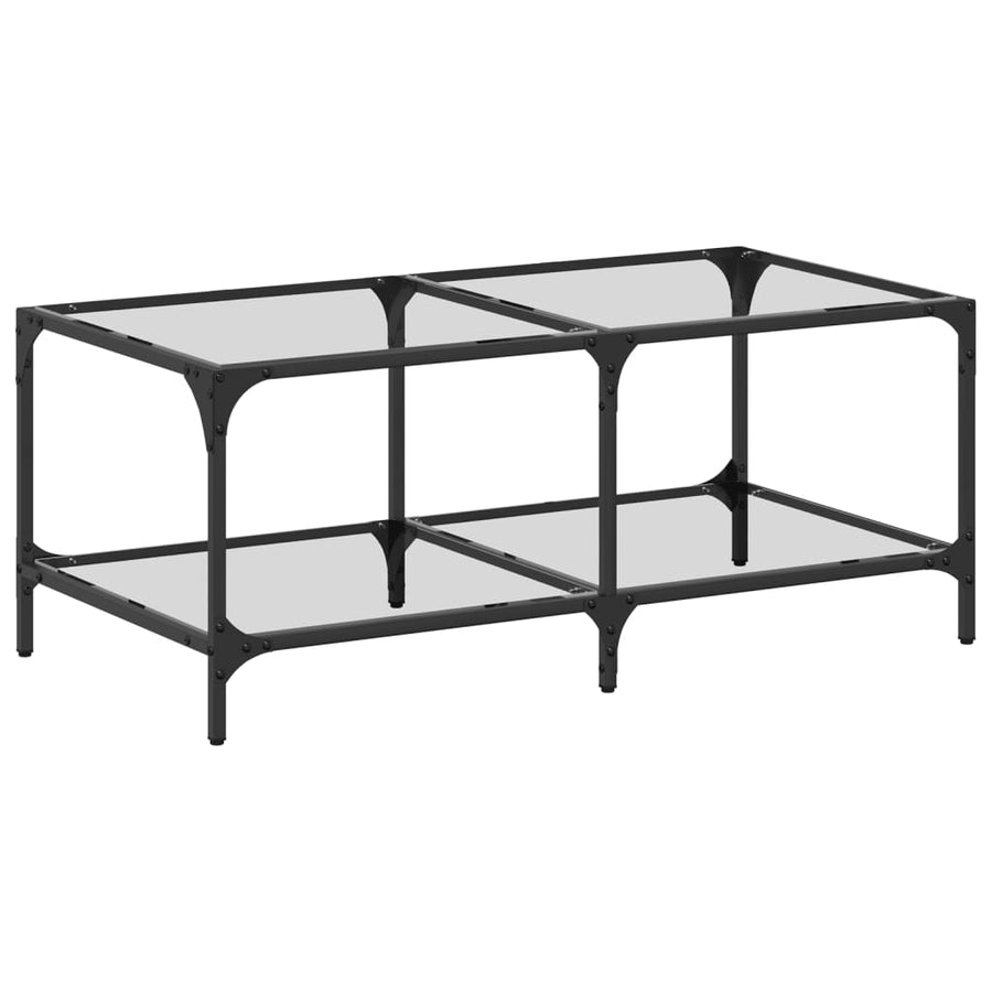 Salontafel met transparant glazen blad 98,5x50x40 cm staal