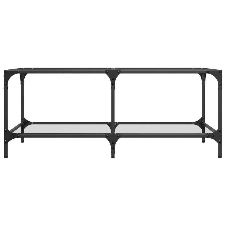 Salontafel met transparant glazen blad 98,5x50x40 cm staal