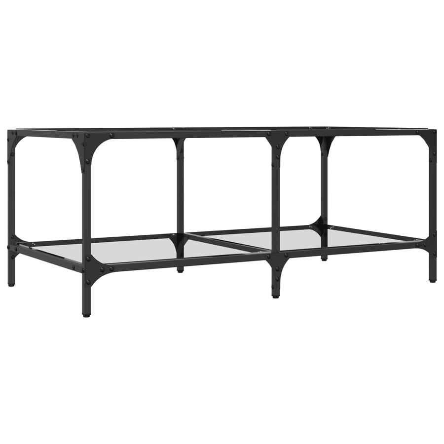 Salontafel met transparant glazen blad 98,5x50x40 cm staal