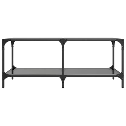 Salontafel met zwart glazen blad 98,5x50x40 cm staal