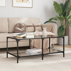 Salontafel zwart glas 98,5x50x40 cm staal