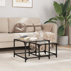 2-piece Coffee Table Set with Clear Glass Top, Steel