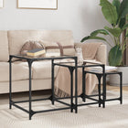 3-Piece Nesting Table Set with Transparent Glass Top, Steel